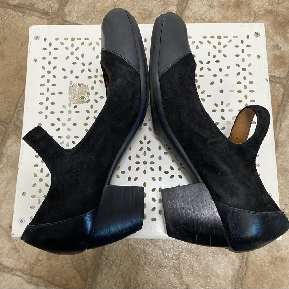 Comfortiva Women’s 9.5 Black Leather Buckle Mary Jane Block Heels Strap - Picture 4 of 6